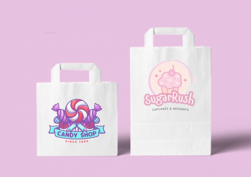 Papieren draagtassen platte handgreep | Enveloppenland.be