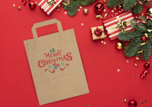 Papieren draagtassen platte handgreep | Enveloppenland.be