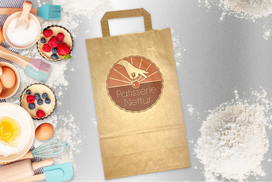 Papieren draagtassen platte handgreep | Enveloppenland.be