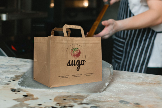 Papieren draagtassen platte handgreep | Enveloppenland.be