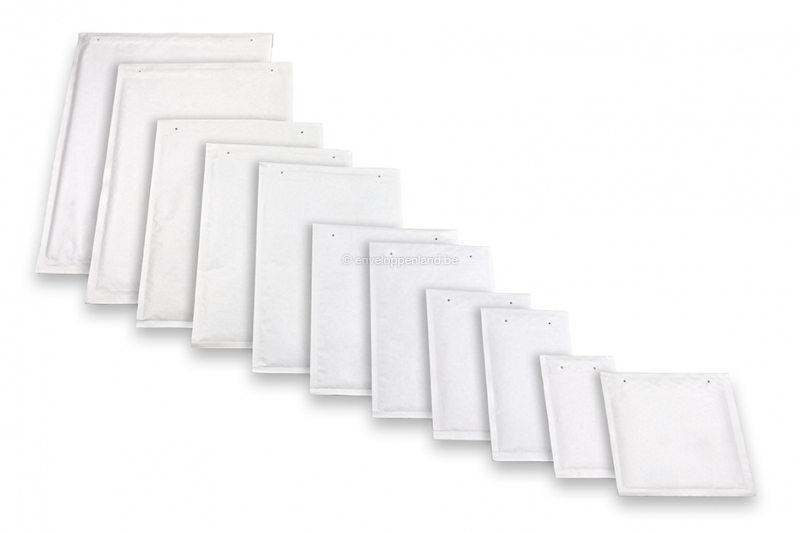 Witte luchtkussen enveloppen (80 grs.) - voorzijde, (compilatiefoto)
