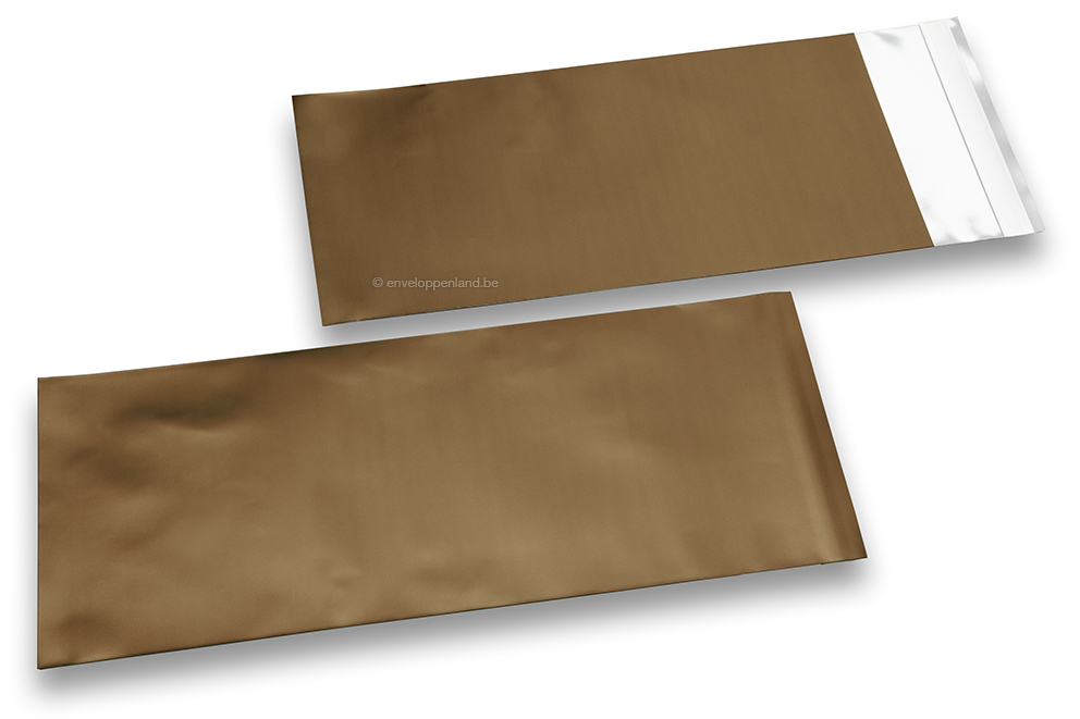 Brons gekleurde mat metallic folie enveloppen - 110 x 220 mm