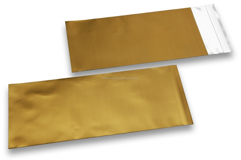 Goud gekleurde mat metallic folie enveloppen - 110 x 220 mm