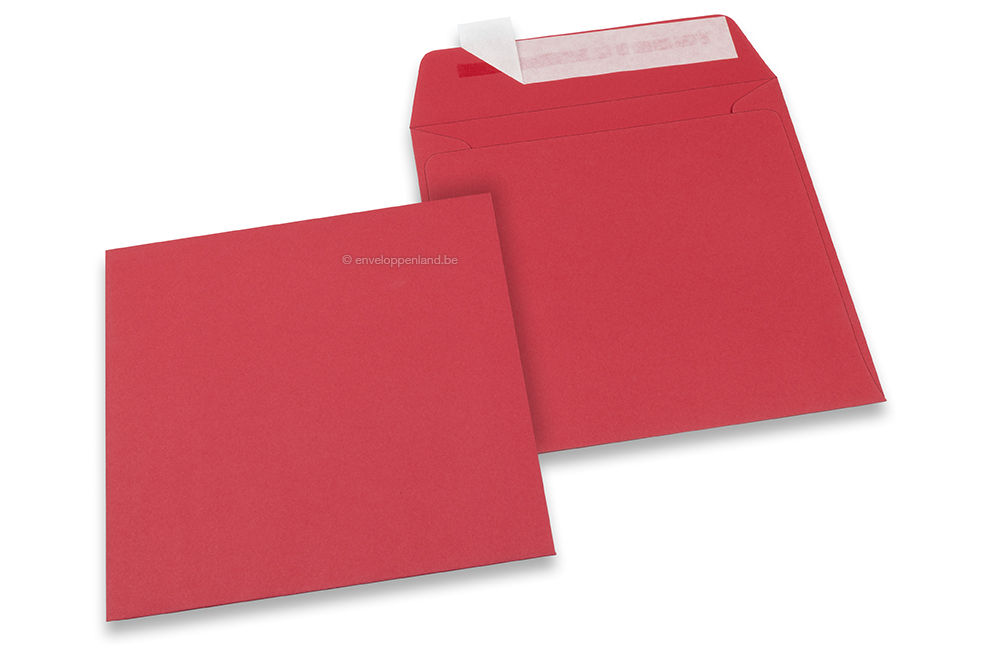 160 x 160 mm -  Rood gekleurde papieren enveloppen