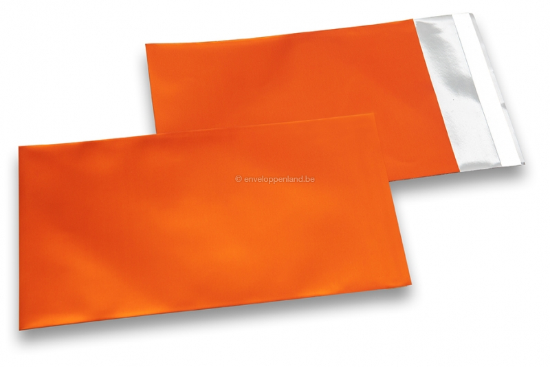 Oranje gekleurde mat metallic folie enveloppen - 114 x 162 mm