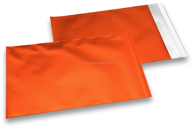 Oranje gekleurde mat metallic folie enveloppen - 230 x 320 mm