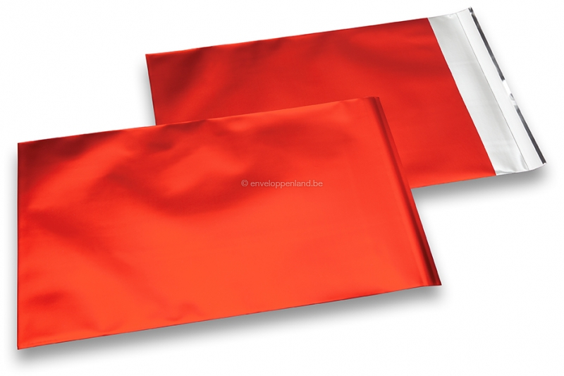 Rood gekleurde mat metallic folie enveloppen - 230 x 320 mm