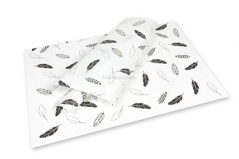 Vloeipapier - veertjes zwart