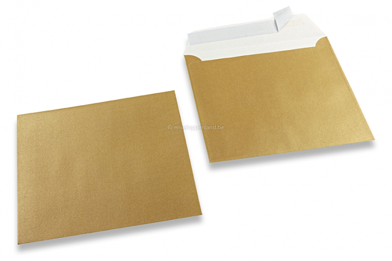 Goud gekleurde enveloppen parelmoer - 155 x 155 mm