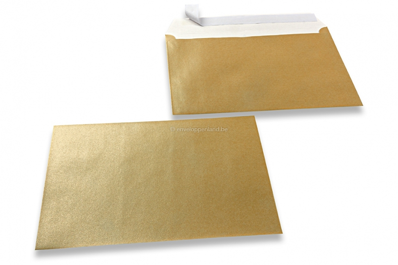 Goud gekleurde enveloppen parelmoer - 162 x 229 mm