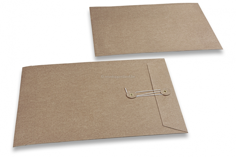 Enveloppen met Japanse sluiting - 229 x 324 mm, bruin kraft