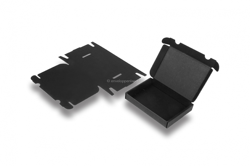 Postdozen zwart met bovenklep - met zwarte binnenzijde, 160 x 120 x 25 mm