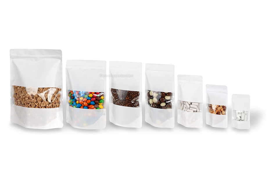 Stazakken kraft met venster - wit