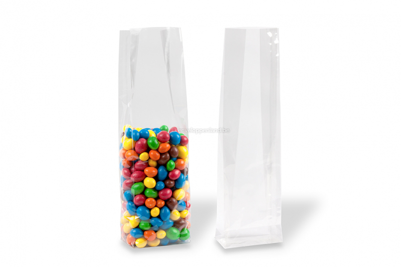 Blokbodemzakjes transparant - 80 x 280 x 50 mm, 850 ml