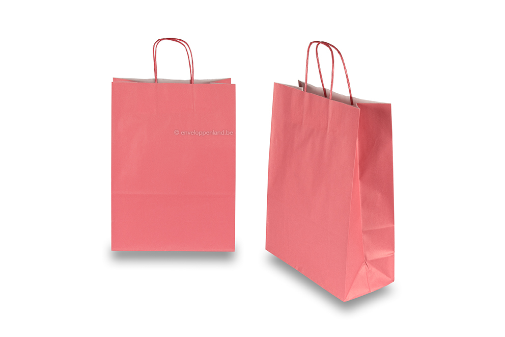 Papieren draagtassen gedraaide handgreep - fluweelrood, 260 x 120 x 350 mm, 90 gr