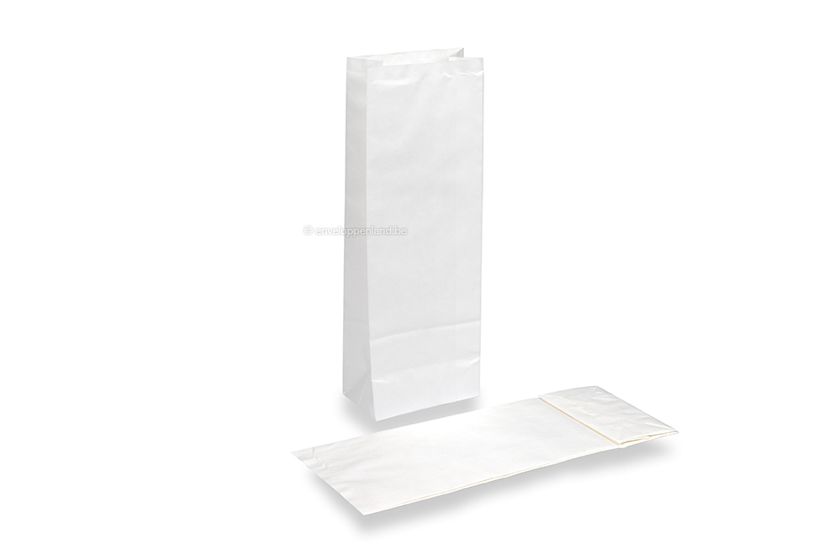 Blokbodemzakjes papier wit - 105 x 65 x 298 mm zonder venster, 500 ml