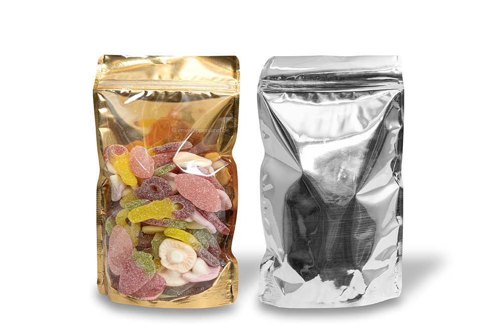 Stazakken metallic transparant - goud metallic, 160 x 270 x 80 mm - 750 ml