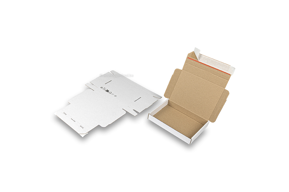 Postdozen met bovenklep en stripsluiting - 160 x 120 x 25 mm (A6), wit