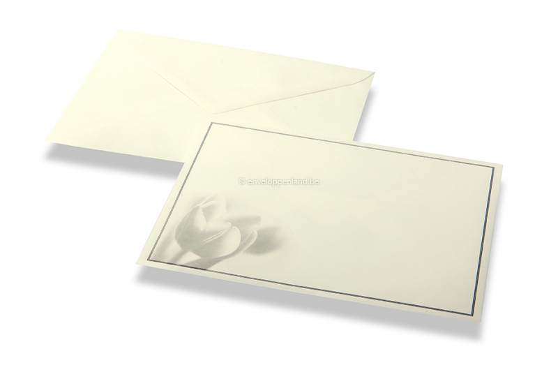 Rouwkaart enveloppen - Crème + witte tulp
